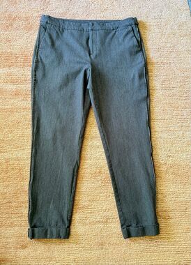 Sundance Gray Pinstripe Velvet Tuxedo Stripe Ankle Pants Size 12